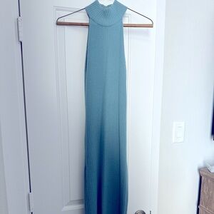 Baby blue knit dress halter dress.